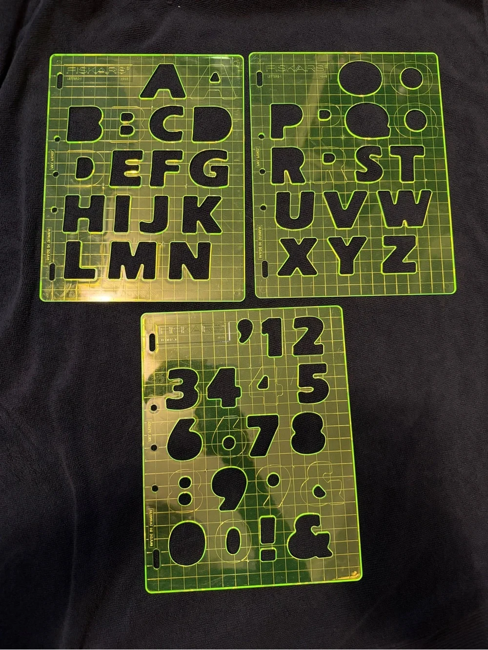 Fiskars Neon Yellow-Green Number & Alphabet Stencil